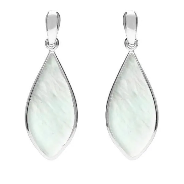 Sterling Silver Mother of Pearl Pointed Pear Drop Earrings