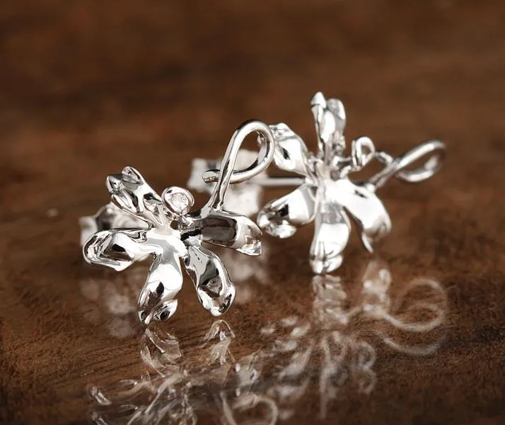 Sterling Silver Naupaka Post Earrings