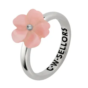 Sterling Silver Pink Conch Tuberose 10mm Gypsophila Ring