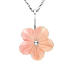 Sterling Silver Pink Conch Tuberose 22mm Desert Rose Necklace