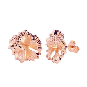 Sterling Silver Pink Gold Plated Hibiscus Post Earrings (12mm/15mm)