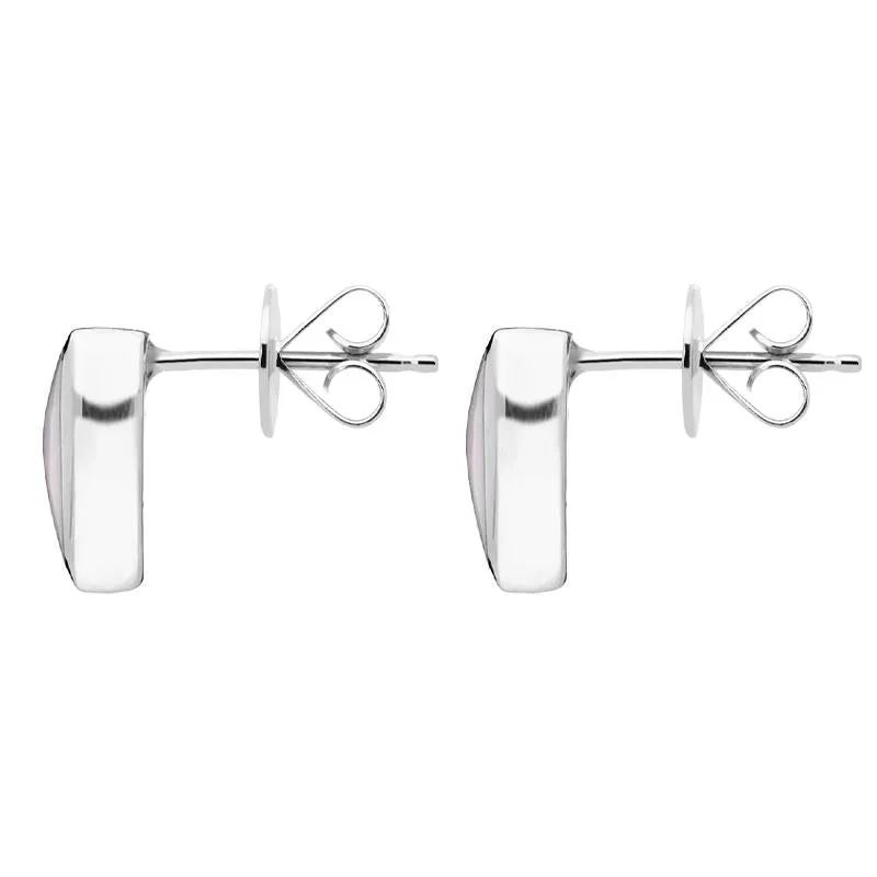 Sterling Silver Pink Mother of Pearl Curved Triangle Stud Earrings
