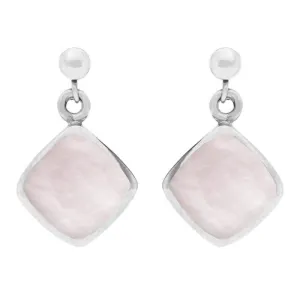 Sterling Silver Pink Mother of Pearl Cushion Drop Earrings