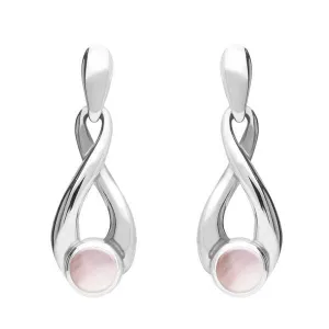 Sterling Silver Pink Mother of Pearl Eternity Loop Drop Earrings