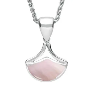 Sterling Silver Pink Mother of Pearl Fan Shaped Necklace