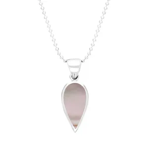 Sterling Silver Pink Mother of Pearl Small Upside Down Pear Necklace