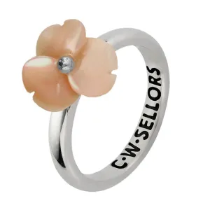 Sterling Silver Pink Mother of Pearl Tuberose 10mm Clover Ring