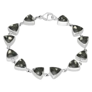 Sterling Silver Preseli Bluestone Curved Triangle Bracelet