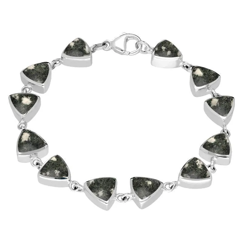 Sterling Silver Preseli Bluestone Curved Triangle Bracelet