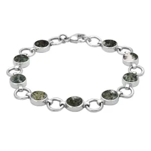 Sterling Silver Preseli Bluestone Nine Stone Round Ring Bracelet