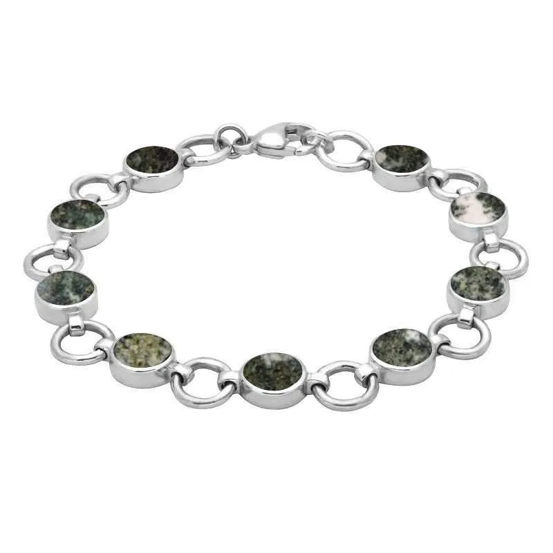 Sterling Silver Preseli Bluestone Nine Stone Round Ring Bracelet