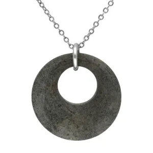 Sterling Silver Preseli Bluestone Open Round Carved Necklace