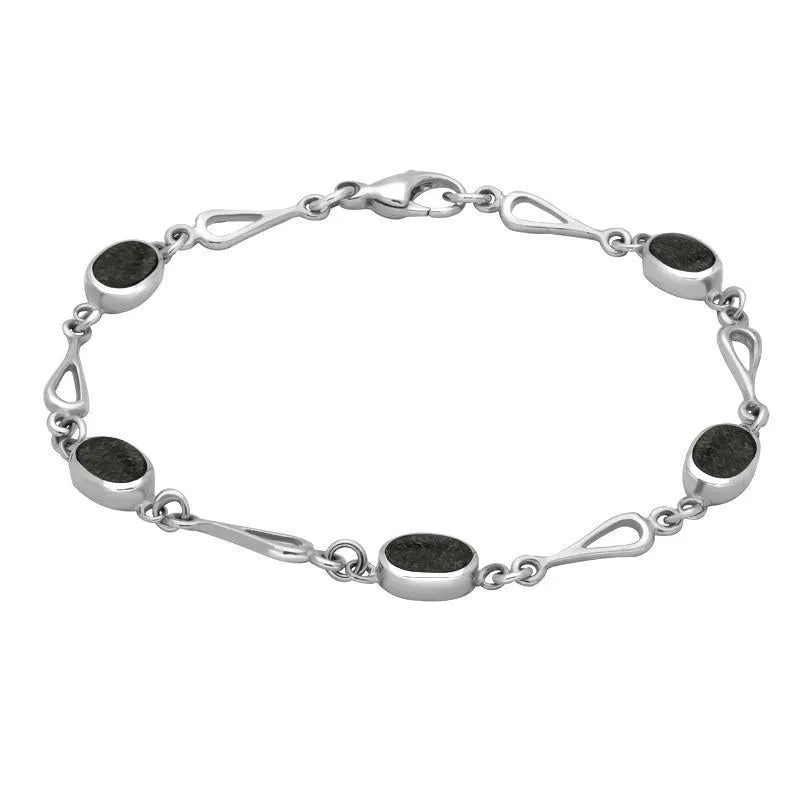 Sterling Silver Preseli Bluestone Spoon Link Bracelet