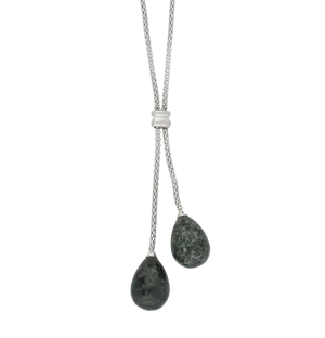 Sterling Silver Preseli Bluestone Two Stone Dropper Necklace D