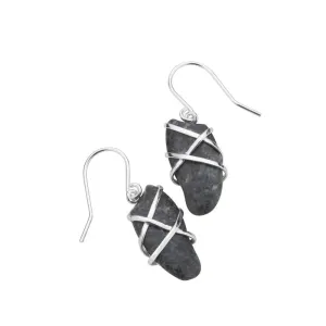 Sterling Silver Preseli Bluestone Wrap Around Hook Drop Earrings