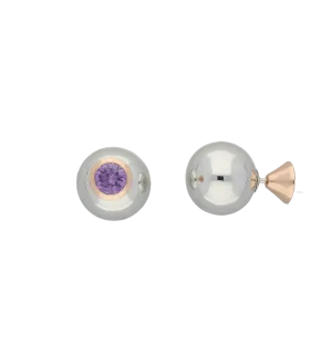 Sterling Silver Rose Gold Purple Cubic Zirconia Earrings
