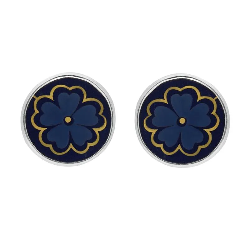 Sterling Silver Royal Crown Derby Sudbury Round Stud Earrings