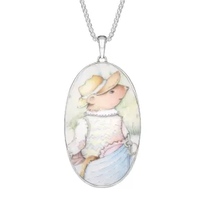 Sterling Silver Royal Doulton China Wind In The Willows Oval Necklace