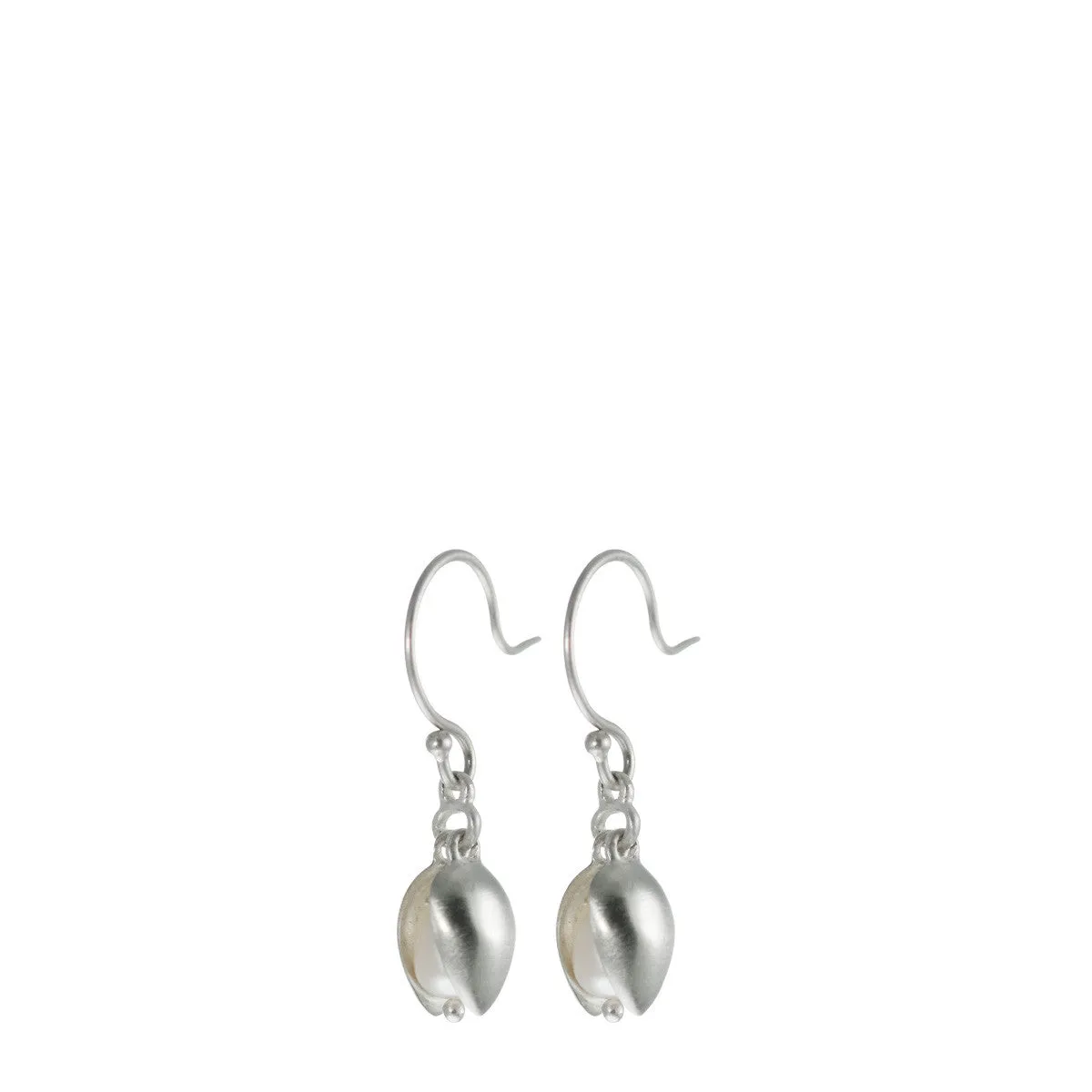Sterling Silver Small Double Pod Earrings with Pearl