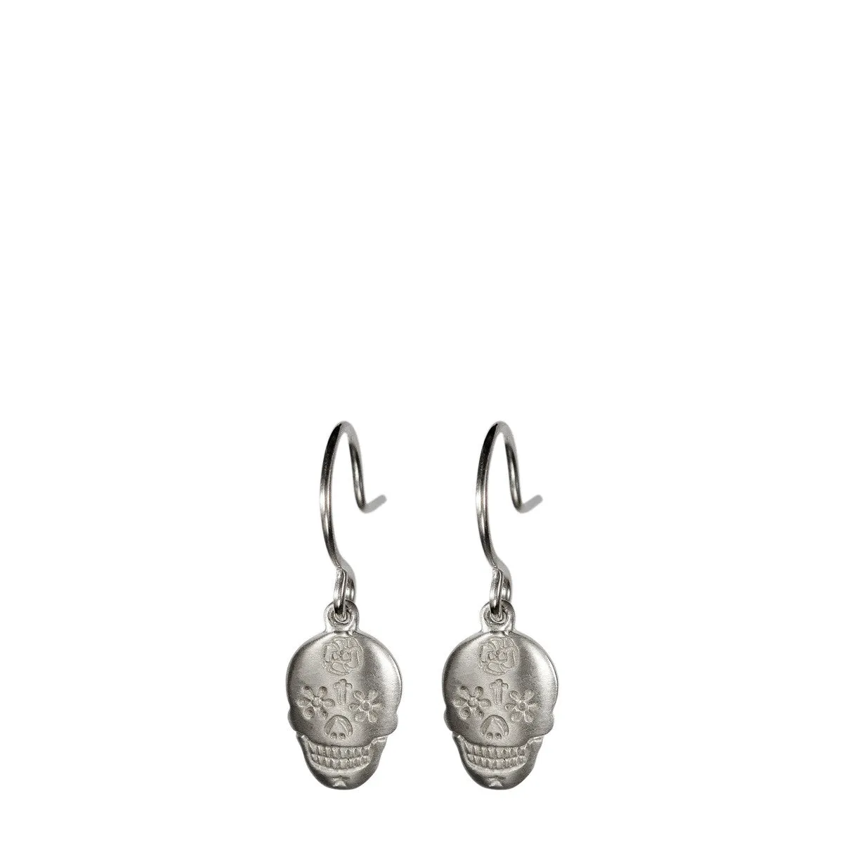 Sterling Silver Small Flower Skull Earring