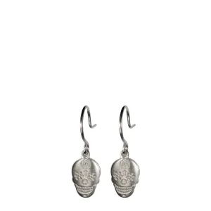 Sterling Silver Small Flower Skull Earring