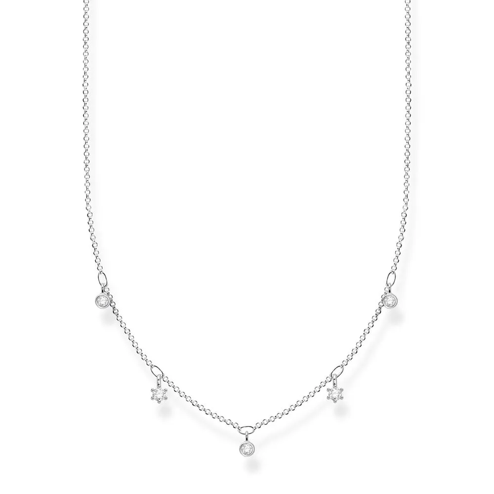 Sterling Silver Thomas Sabo Charm Club Zirconia Necklace 40-45cm