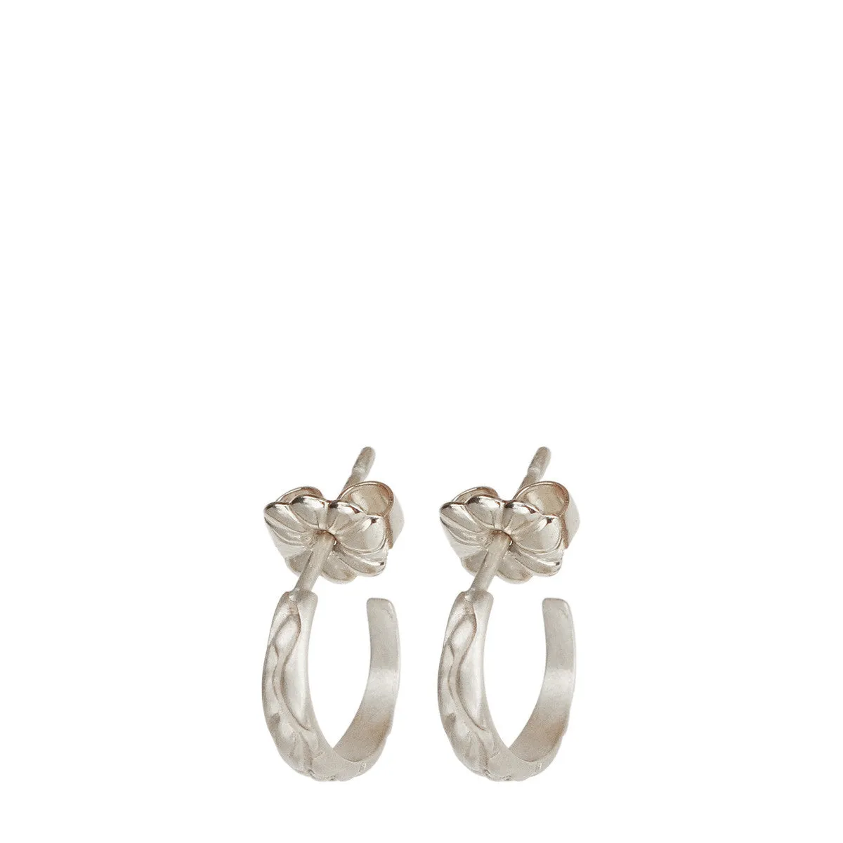 Sterling Silver Tiny Carved Hoop Earrings