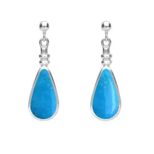 Sterling Silver Turquoise Bottle Top Pear Drop Earrings
