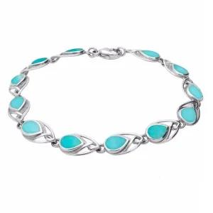 Sterling Silver Turquoise Celtic Twelve Stone Pear Bracelet