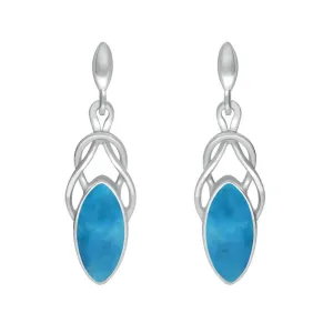 Sterling Silver Turquoise Celtic Twist Drop Stud Earrings