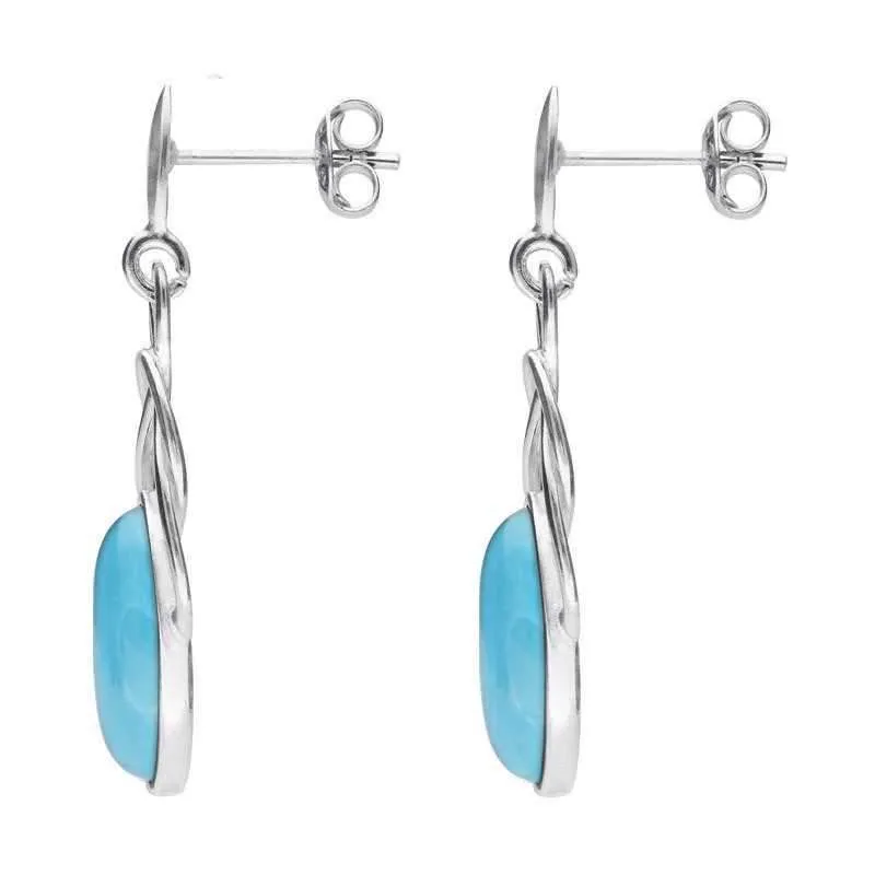 Sterling Silver Turquoise Celtic Twist Drop Stud Earrings
