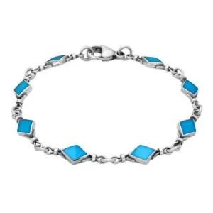 Sterling Silver Turquoise Diamond Shaped Bracelet