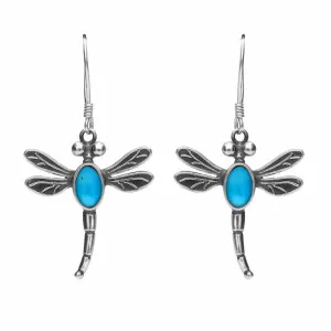 Sterling Silver Turquoise Dragonfly Hook Earrings