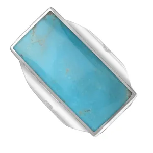 Sterling Silver Turquoise King's Coronation Hallmark Large Oblong Ring D