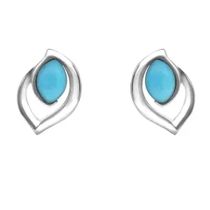 Sterling Silver Turquoise Marquise Flame Stud Earrings