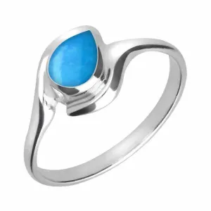 Sterling Silver Turquoise Offset Pear Ring