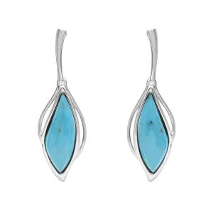 Sterling Silver Turquoise Open Marquise Drop Earrings