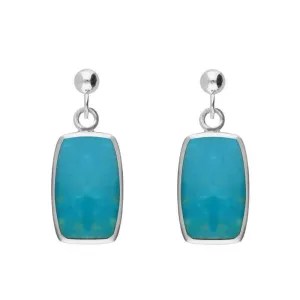 Sterling Silver Turquoise Petite Barrel Drop Earrings