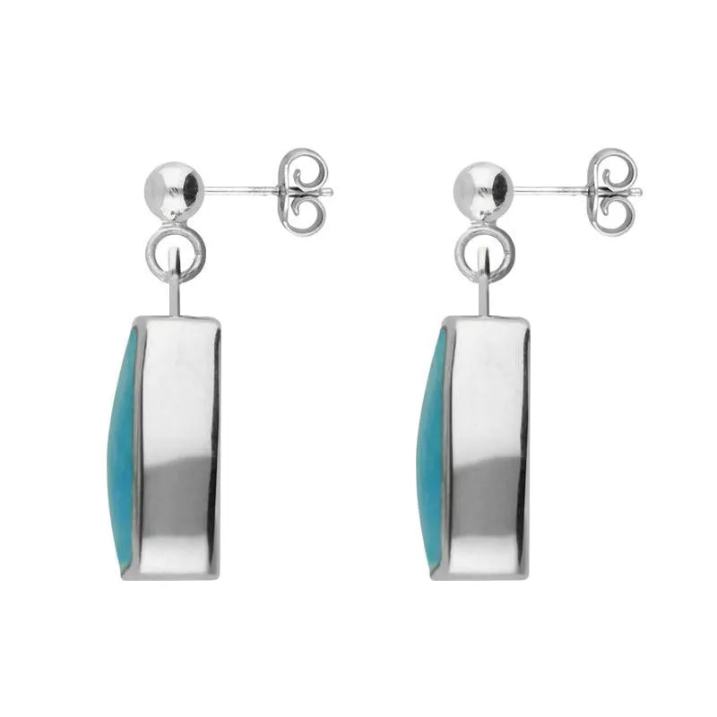 Sterling Silver Turquoise Petite Barrel Drop Earrings