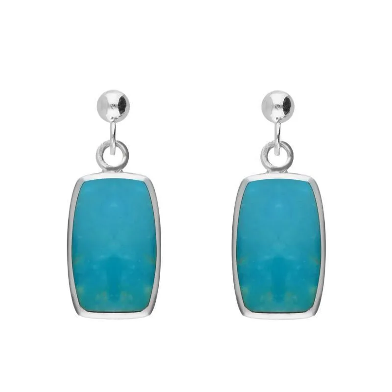 Sterling Silver Turquoise Petite Barrel Drop Earrings