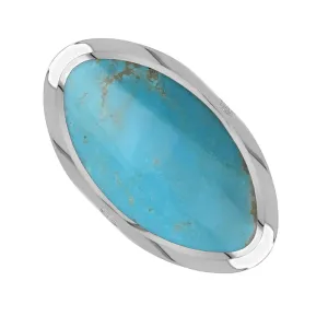 Sterling Silver Turquoise Queen's Jubilee Hallmark Large Oval Ring D