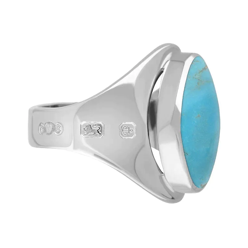 Sterling Silver Turquoise Queen's Jubilee Hallmark Small Oval Ring D