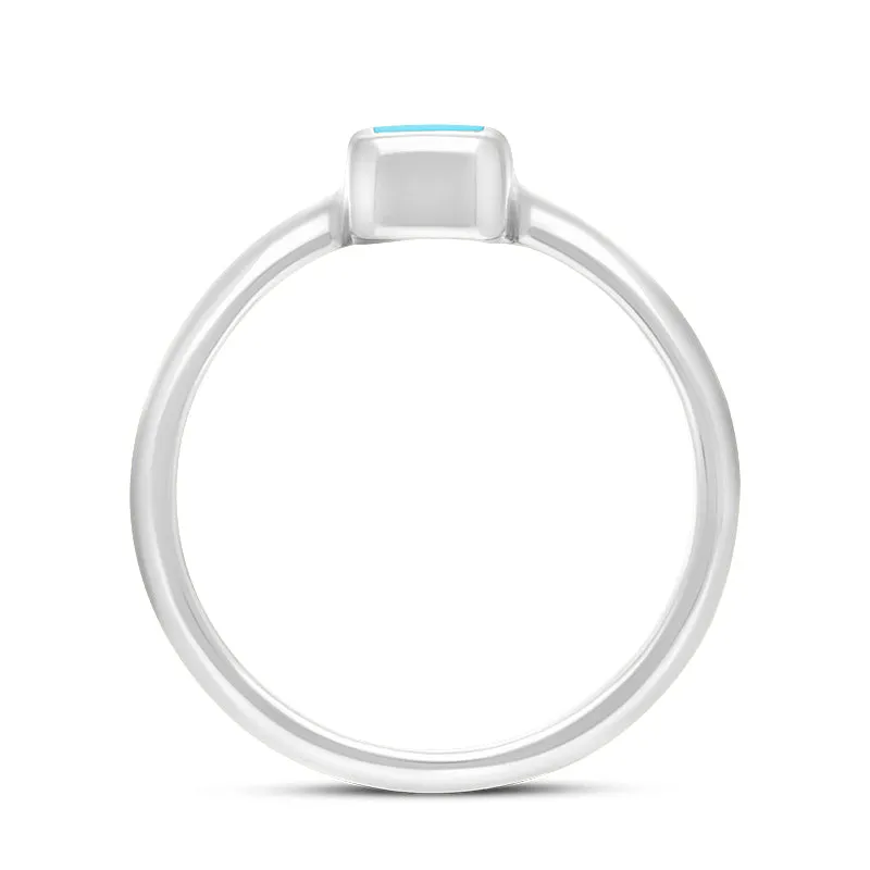 Sterling Silver Turquoise Slim Oblong Ring