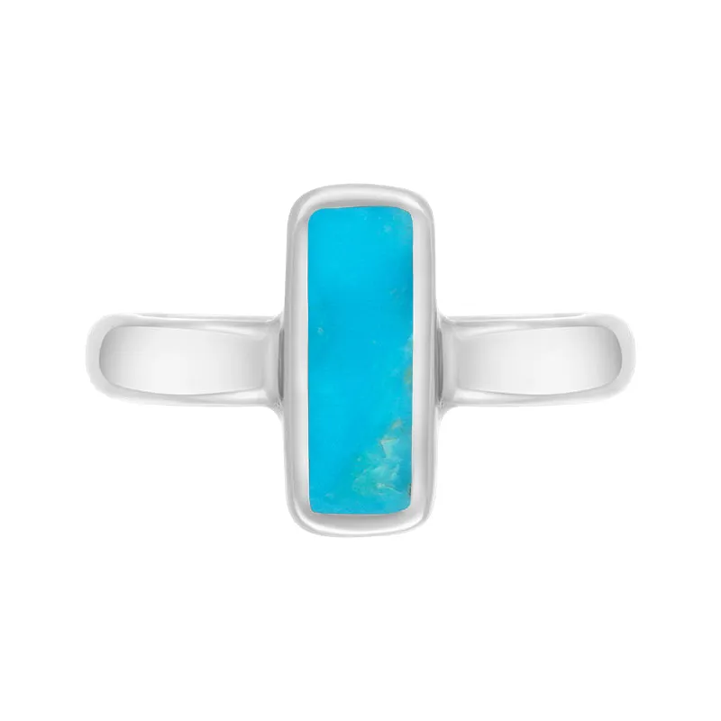 Sterling Silver Turquoise Slim Oblong Ring