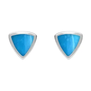 Sterling Silver Turquoise Small Curved Triangle Stud Earrings
