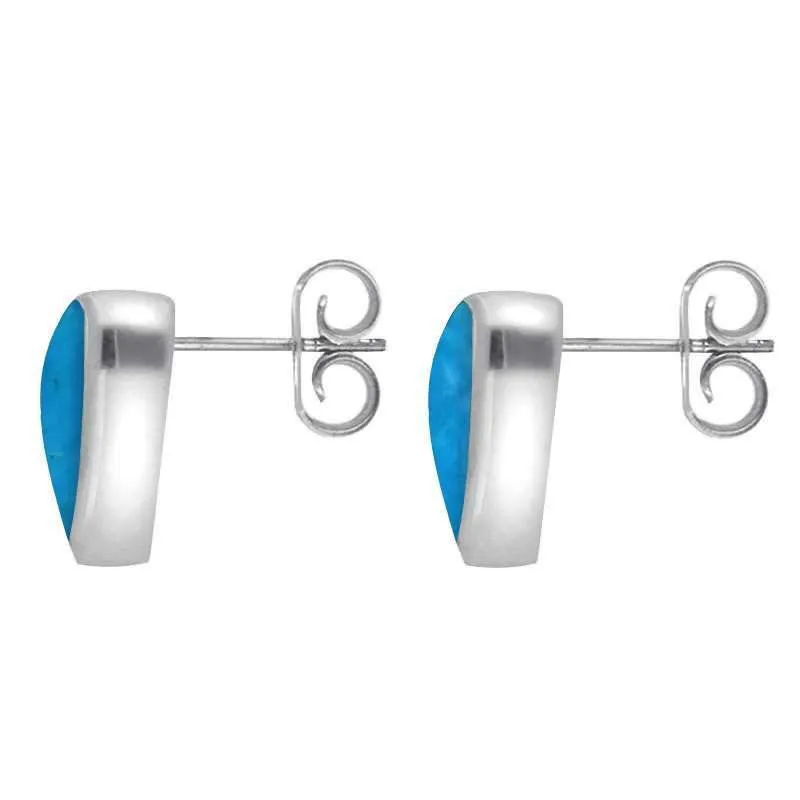 Sterling Silver Turquoise Small Curved Triangle Stud Earrings
