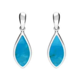 Sterling Silver Turquoise Small Pointed Pear Drop Earrings