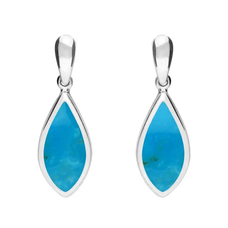 Sterling Silver Turquoise Small Pointed Pear Drop Earrings