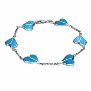 Sterling Silver Turquoise Split Heart Bracelet