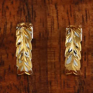 Sterling Silver Two Tone Yellow Gold Plated Maile Leaf Half Moon Earrings (S/L)